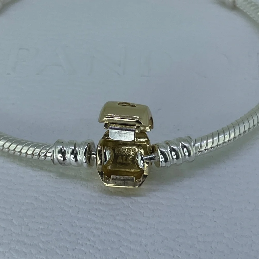Pandora Sterling Silver w/ 14K Gold Clasp 590702HG - Picture 7 of 16